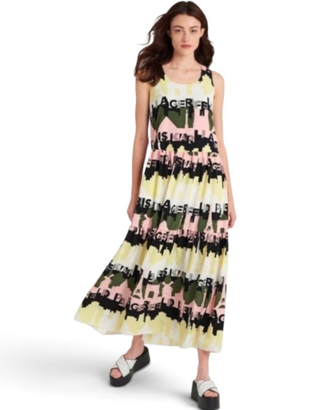 KARL LAGERFELD Neon Abstract Paris Print Dress - Size 12